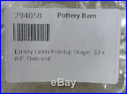 Pottery Barn Emery Linen Poletop Drape Panel Curtain 50x 84 Oatmeal #6997