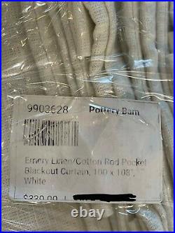 Pottery Barn Emery Linen Rod Pocket Blackout Curtain, 100 x 108, Free Shipping