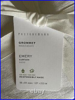 Pottery Barn Emery Linen White Curtains, 50 x 84 4 Panels NWT