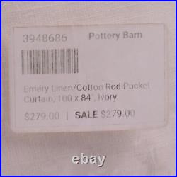 Pottery Barn Emery Linen cotton curtain panel, 100x84, ivory