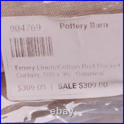 Pottery Barn Emery Linen cotton curtain panel, 100x96, oatmeal, beige neutral