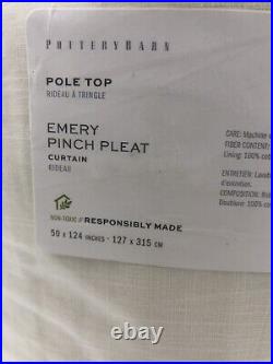 Pottery Barn Emery Pinch pleat Linen drapes 50x124 Curtain Panel Ivory $269