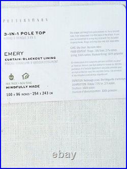 Pottery Barn Emery linen blackout curtain panel white 100x96