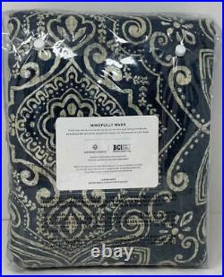 Pottery Barn Emina Print BLACKOUT Drape Curtain (1) 50 x 124 Blue