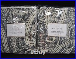 Pottery Barn Finley Paisley Drapes Curtains Panels 50 x 84 Black Lined S/2 #37