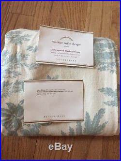 Pottery Barn Foundations Matine Toile Drape in Pebble Blue Pole Top W Blackout