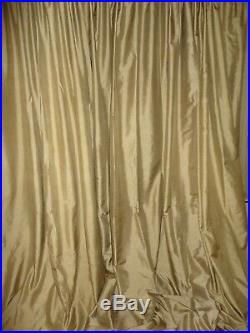 Pottery Barn Goldish Sandstone Silk (3) Drapery Curtains Panels 50x108 & 50x96