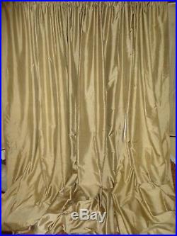 Pottery Barn Goldish Sandstone Silk (3) Drapery Curtains Panels 50x108 & 50x96