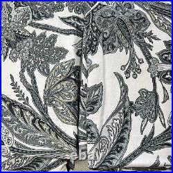 Pottery Barn Gray Jacobean Floral Leaf 2 Curtain Panels 50x63 Lined