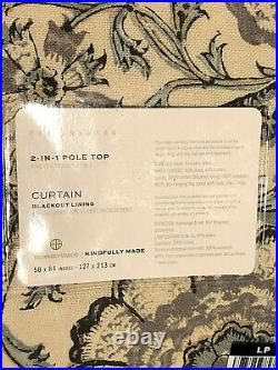 Pottery Barn HAYLIE PRINT Linen/Cotton Blackout Curtain 50 x 84 GRAY