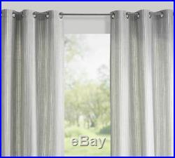 Pottery Barn HENDERSON STRIPE INDOOR/OUTDOOR GROMMET CURTAINS-GREY-96-NWT