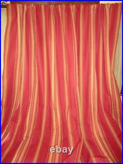 Pottery Barn Harrison Red Gold Rust Stripe (2) Drapery Curtain Panels 54 X 108