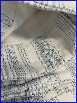 Pottery Barn Hawthorn Striped Cotton Rod Pocket Curtain 50 x 84 Blue 3-in-1 Pol