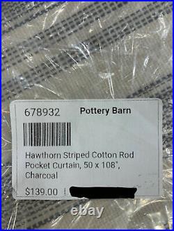 Pottery Barn Hawthorn Striped Cotton Rod Pocket Curtain, 50w x 108l, Charcoal