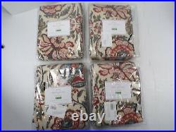 Pottery Barn Haylie Curtains Drapes Panels Cotton Lined 50x 108 Red S/ 4 #8653