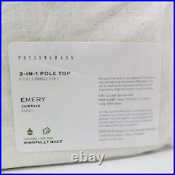 Pottery Barn Home Emery 3 In 1 Pole Top White Linen 50x96 in Cotton Curtain