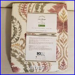 Pottery Barn Ines Printed Linen Cotton Curtain 50x96 Cotton Lining Red Multi