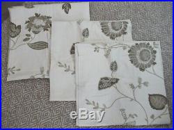 Pottery Barn Jacobean Crewel Embroidered Linen Blend Curtains Panels Set of 3