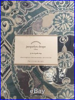 Pottery Barn Jacquelyn Drape Curtain Panel 50 x 84 Lined Pole Top 3 In 1 Blue