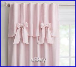 Pottery Barn KIDS EVELYN LINEN BLEND BOW VALANCE BLACKOUT DRAPES-84-PINK-ISSUE
