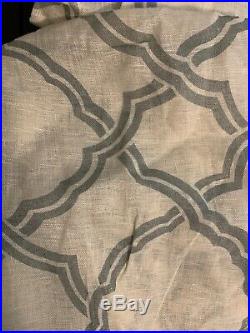 Pottery Barn Kendra Trellis Sheer Drapes Curtains 50 x 84 Linen Blue 1 Pair