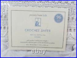Pottery Barn Kids Crochet Lace Sheer Panels Drapes Curtains S /2 White 96 #2697