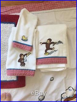Pottery Barn Kids Curious George 72 Shower Curtain Bath, Bathroom Rug Towel Set