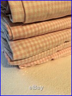 Pottery Barn Kids Curtains 5 Panels Pink & White Gingham 44x63 Cotton Rod Pocket