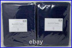 Pottery Barn Kids Evelyn Blackout Panel Drape Curtain (2) 44 x 96 Navy Blue