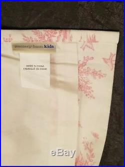 Pottery Barn Kids Isabelle Toile Pink Curtain Panel Set Drape Pair 44X84 as is 2