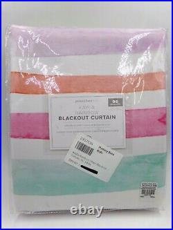 Pottery Barn Kids Kayla Rainbow Stripe Blackout Curtain Drape Multi 44x96 9810A