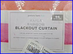 Pottery Barn Kids Kayla Rainbow Stripe Blackout Curtain Drape Multi 44x96 9810A