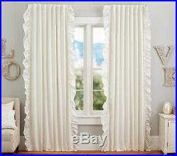 Pottery Barn Kids Lucy Blackout Curtains Lot of 2 White with Ruffle Edge Lined