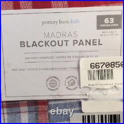 Pottery Barn Kids Madras Blackout Panel 44 X 63 Curtains 2 Panels Total-Plaid