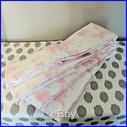 Pottery Barn Kids Pink Isabelle French Toile Curtains Drapes 4 Panels 44 x 84