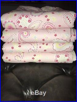 Pottery Barn Kids Pink Paisley Curtains Drapes 4 Panels 44 x 84 withLining