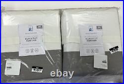 Pottery Barn Kids Set of 2 Rugby Stripe Blackout Curtains Gray 84
