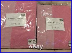 Pottery Barn Kids Two (2) Contrast Border Blackout Curtains Panels 44x84 Pink