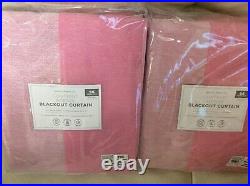Pottery Barn Kids Two (2) Contrast Border Blackout Curtains Panels 44x96 Pink