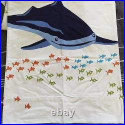 Pottery Barn Kids shark shower curtain Bath Towel hand towel navy 3pc