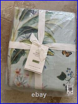 Pottery Barn LIA PALM TROPICAL SHOWER CURTAIN HIBISCUS BUTTERFLY AQUA