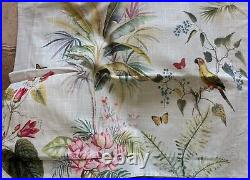 Pottery Barn LIA PALM TROPICAL SHOWER CURTAIN HIBISCUS BUTTERFLY AQUA