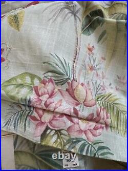 Pottery Barn LIA PALM TROPICAL SHOWER CURTAIN HIBISCUS BUTTERFLY AQUA