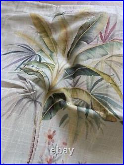 Pottery Barn LIA PALM TROPICAL SHOWER CURTAIN HIBISCUS BUTTERFLY AQUA