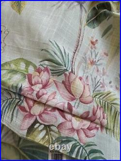 Pottery Barn LIA PALM TROPICAL SHOWER CURTAIN HIBISCUS BUTTERFLY AQUA