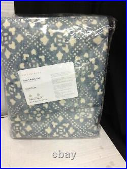 Pottery Barn Leada Print Linen Cotton Rod Pocket Drapes Curtain 50x96 Blue Multi