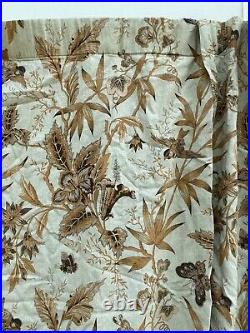 Pottery Barn Lined Linen Cotton Curtain Drape Set Pale Blue Bird Floral 50x108
