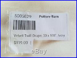 Pottery Barn Lined Velvet Twill Curtains Panels Drapes 50x 108 Ivory #4213