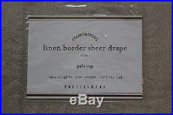 Pottery Barn Linen Border Sheer Drapes 50 x 96 Natural Curtain Pair Pole Pocket