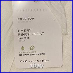 Pottery Barn Linen EMERY PINCH PLEAT Curtains, Set of 2, Ivory, 50 x 96, NWT